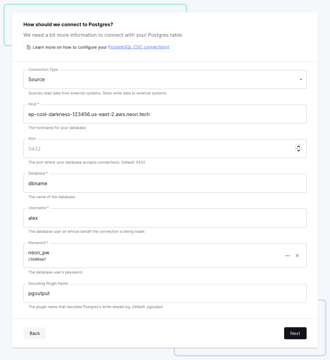 Creating a source connector in Decodable